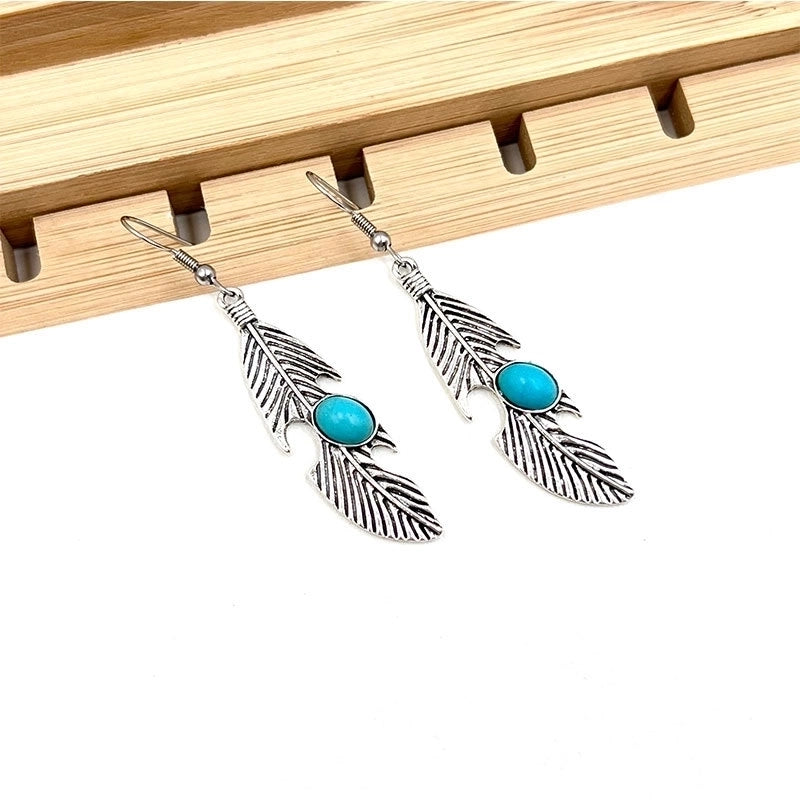 New  Hot Sale Turquoise Earrings Suit Women’s Bohemian Retro Personalized Ethnic Style Alloy Earrings