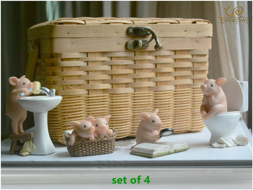 Everyday Collection Home Decor Garden Miniature Animal Figurines Desktop Decoration Cute Pig Figure Toys Gift for Children