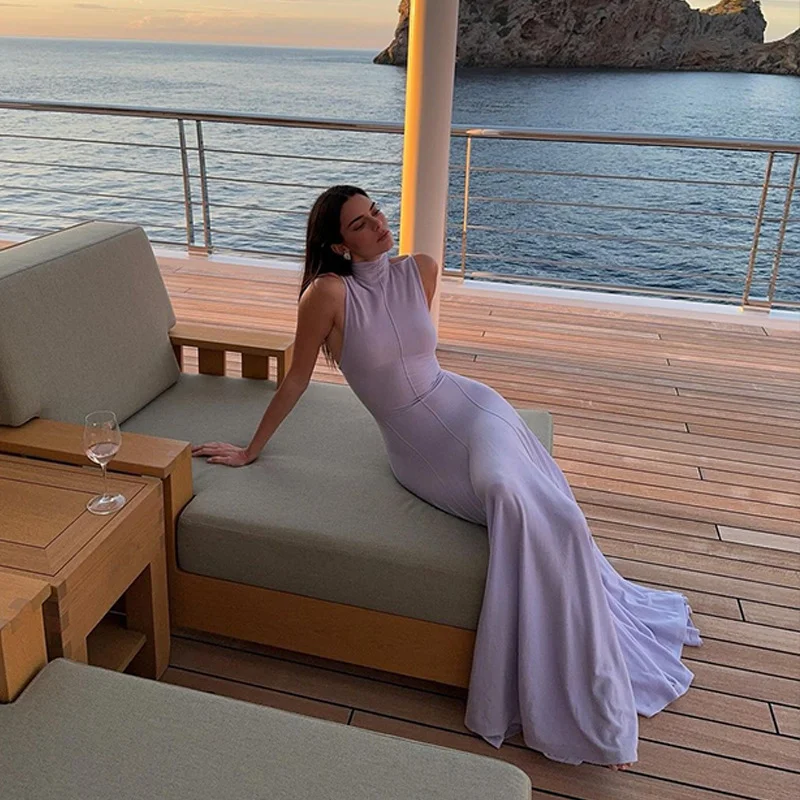 Uveng Uveng Summer New Product Yi Mengling With The Same Socialite Wind Royal Sister Temperament Elegant Stand Collar Sleeveless Dress Female