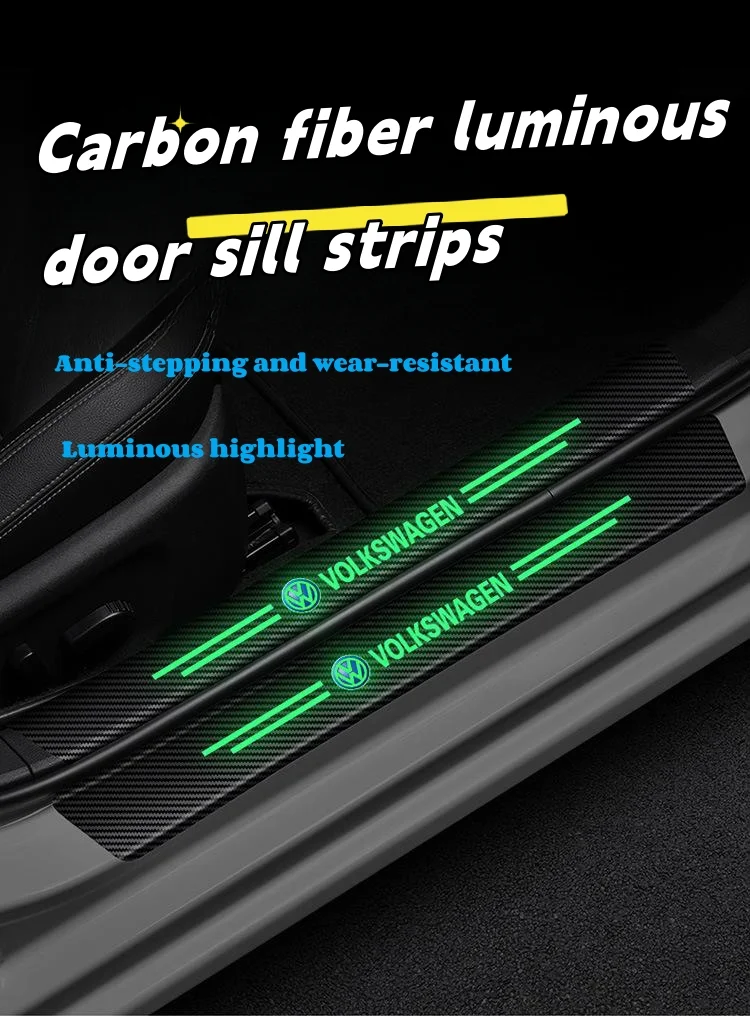 Carbon fiber luminous door sill strips