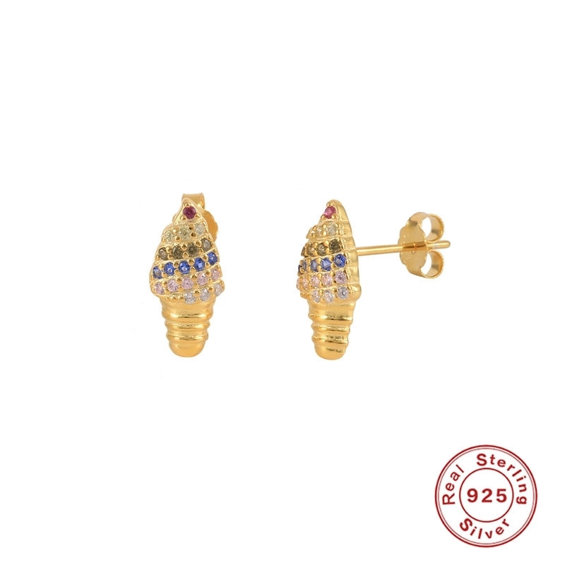 1 Pair 925 Sterling Silver Artificial Gemstones Fruit Ear Studs