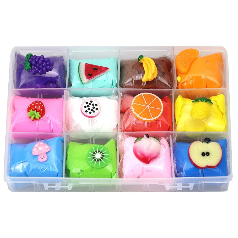 250ml Plasticine 12 Color Fruit Cotton Mud Slime Set Handmade Diy Plasticine Children Decompression Toy