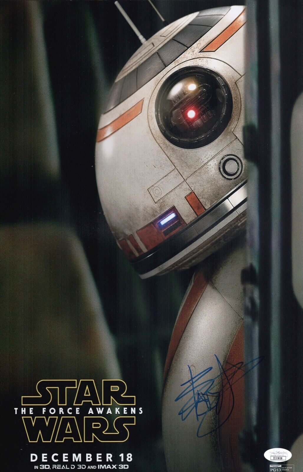 BEN SCHWARTZ Star Wars FORCE AWAKENS BB8 SIGNED 11x17 Photo Poster painting Autograph JSA COA