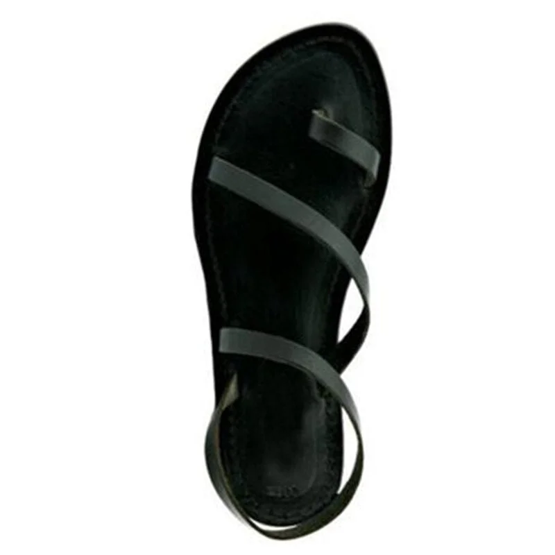 Women Summer Flat Sandals Rhinestone Thong Open Toe Woman Pu Leather Slip On Female Beach Shoes Ladies Fashion Footwear