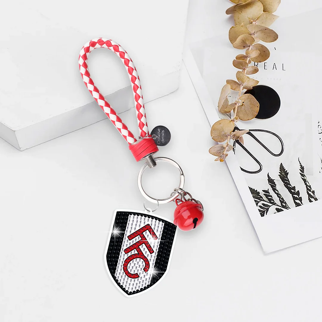 【Upgrade】DIY Fulham F.C. Logo Double Sided Rhinestone Painting Keychain Pendant for Adult