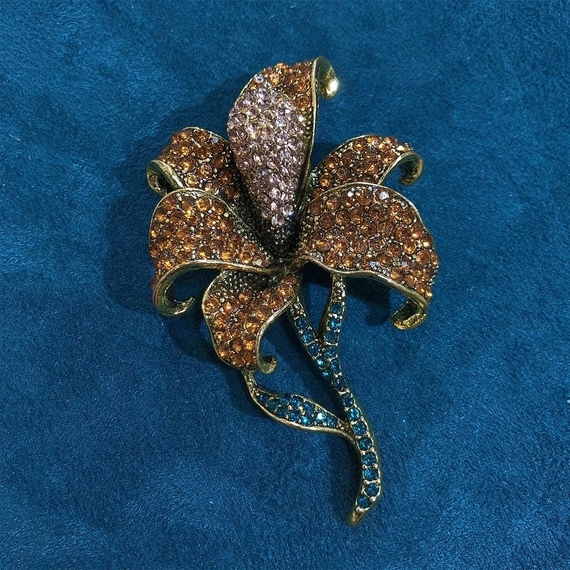 Minimalist Pin Flower Alloy Inlay Rhinestones Women’S Brooches