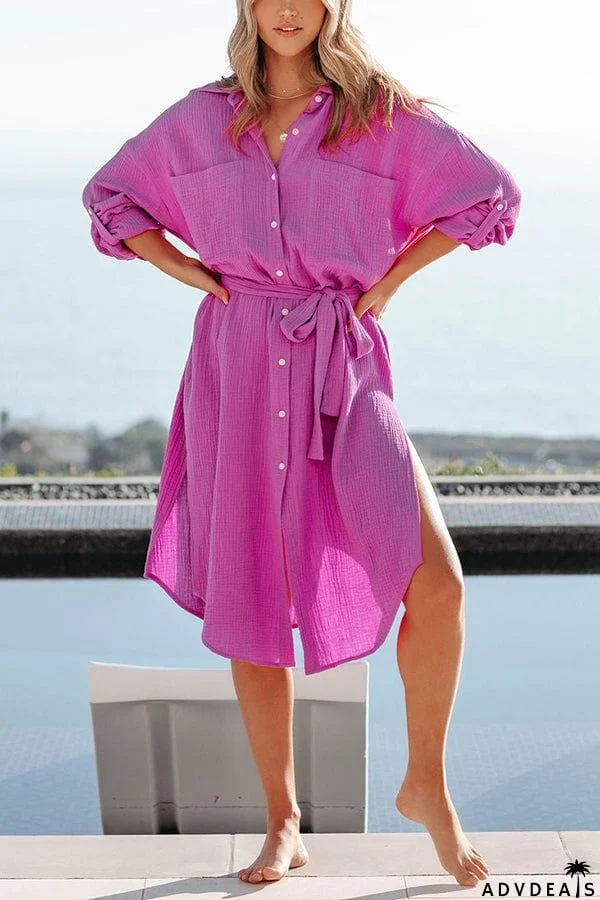 Sail The Coast Cotton Blend Cover Up Shirt Dress