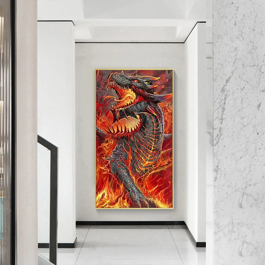 Diamond Painting - Full Round Drill - Flame Dragon(40*70cm)