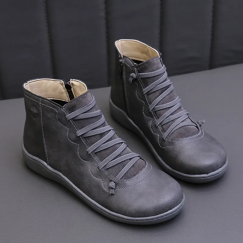 Breakj Breakj Autumn And Winter Large-Size Flat Bottom Warm Lady Short Boots New Flat Bottom Women Boots