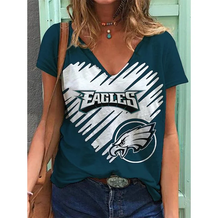 Philadelphia Eagles  Lightweight Short Sleeve V-Neck T-Shirt