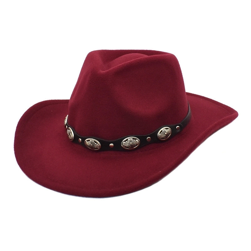 Unisex Cowboy Style Solid Color Flat Eaves Fedora Hat