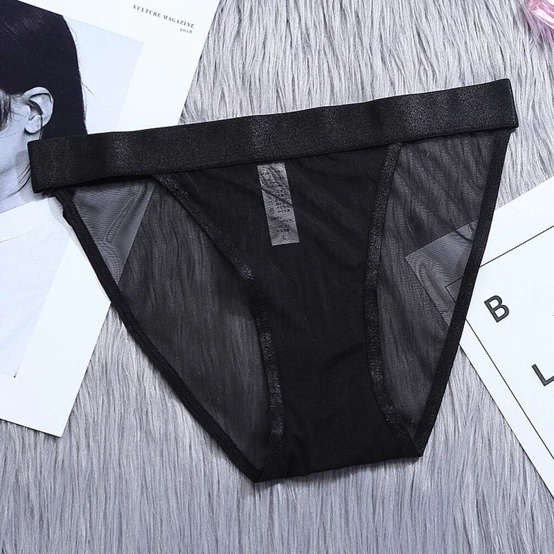 Billionm Women's Sexy Lace Underwear Panties Transparent Mesh Underpants Girls Pure Cotton Stalls Seamless Low Waist Lace Briefs