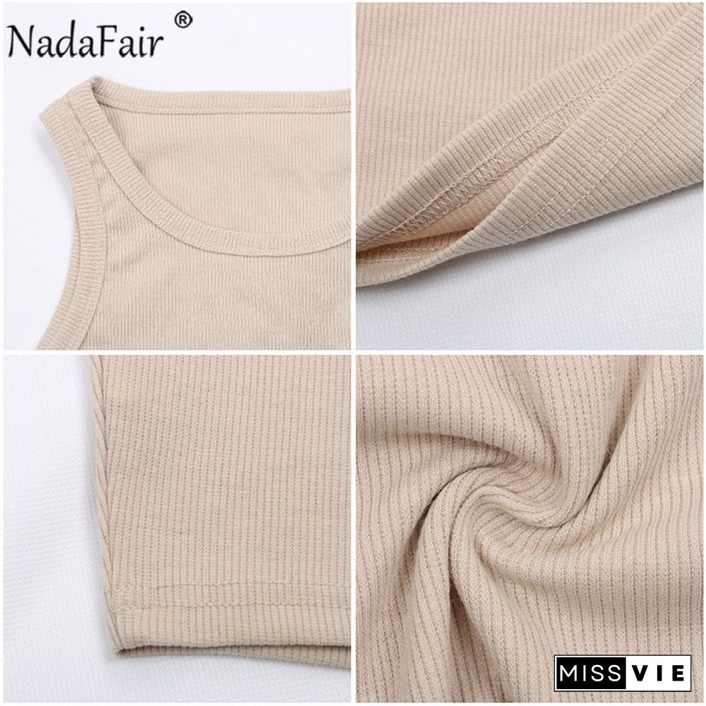 Nadafair Casual Sport Tank Tops Women Stretchy Summer Ribber Solid Vest Y2K Shirts Female Off Shoulder Sexy Crop Tops