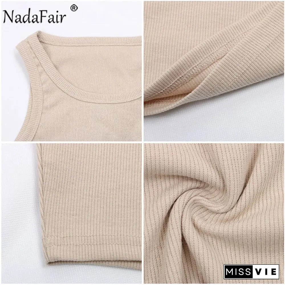 Nadafair Casual Sport Tank Tops Women Stretchy Summer Ribber Solid Vest Y2K Shirts Female Off Shoulder Sexy Crop Tops