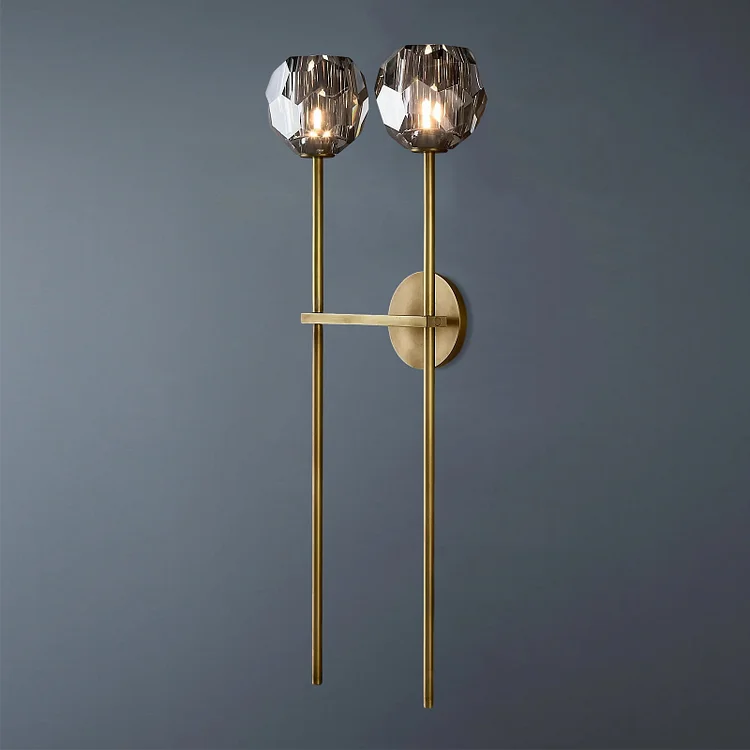 Boule De Double Crystal Ball Wall Lighting Fixtures, Smoke Crystal Led Wall Lights for Living Room Vjlight