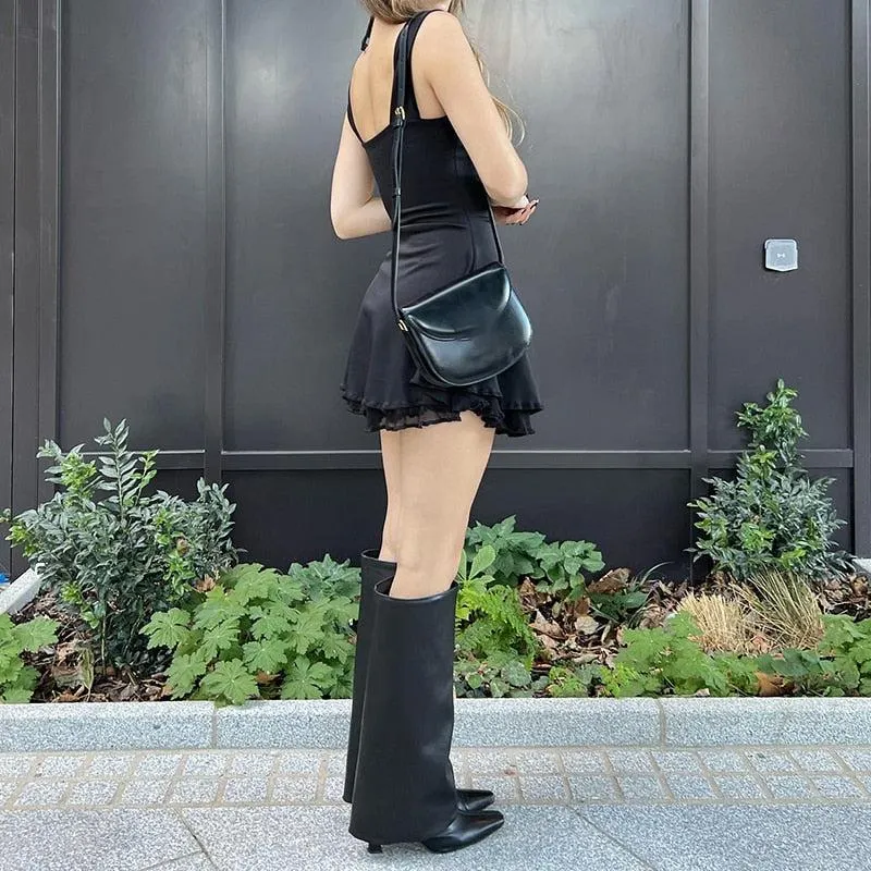 Brownm Tie Fastening Mini Dress