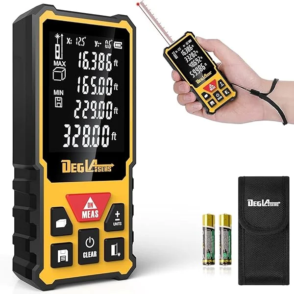 Laser Measure,165 Feet Laser Measurement Tool with Dual Angle Display,M/in/Ft Unit Switching,Larger Backlit LCD, Measure Distance, Area and Volume,Pythagorean Mode