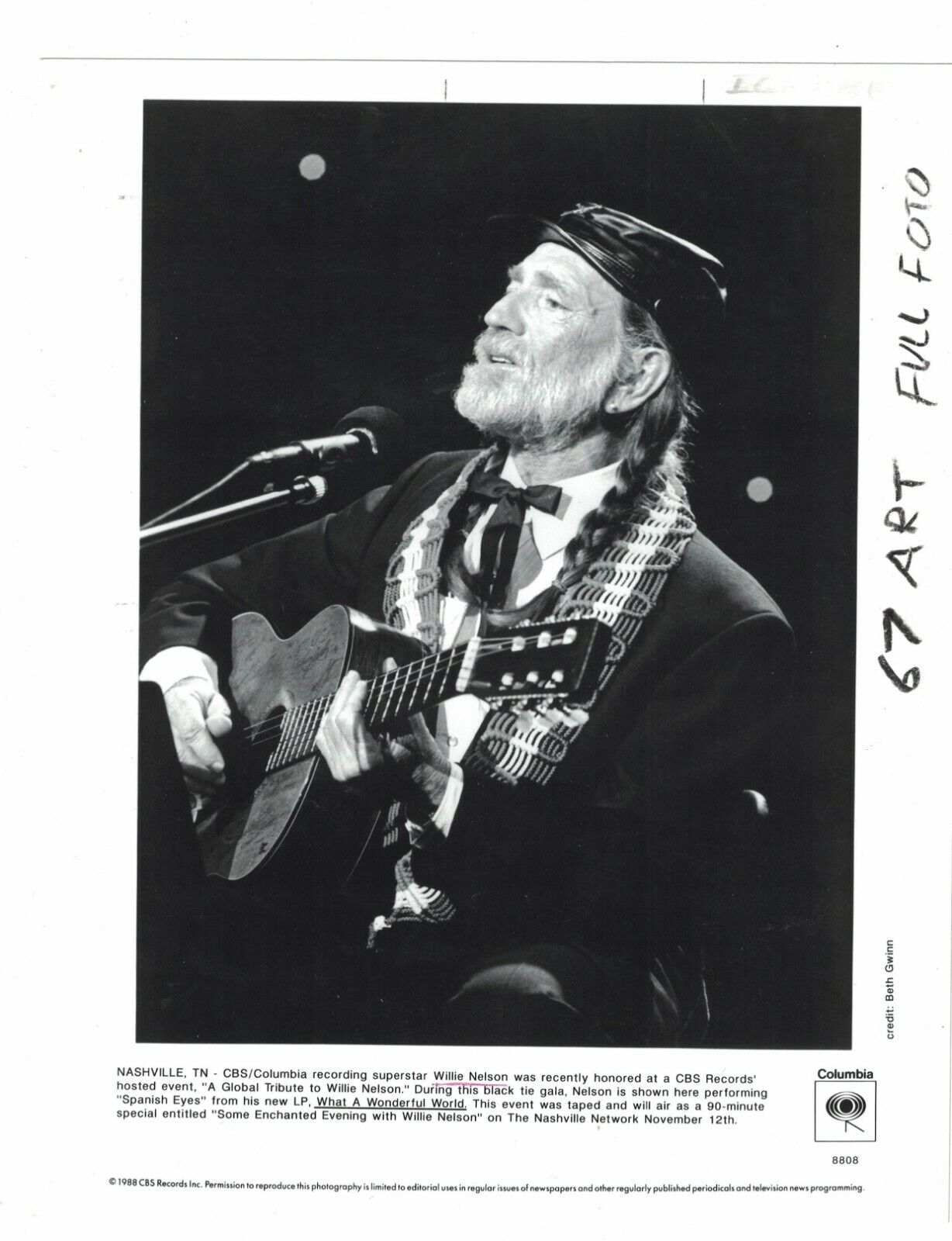 Willie Nelson Country Music USED 8 x 10