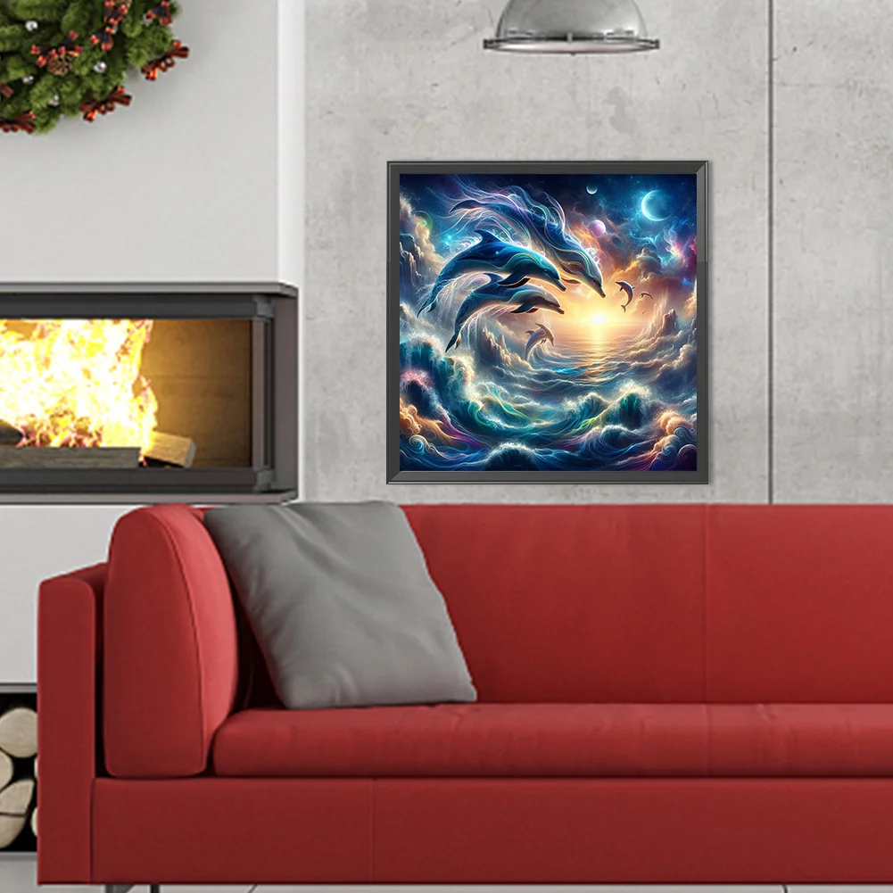 Diamond Painting - Full Round Drill - Dolphin(Canvas|40*40cm)