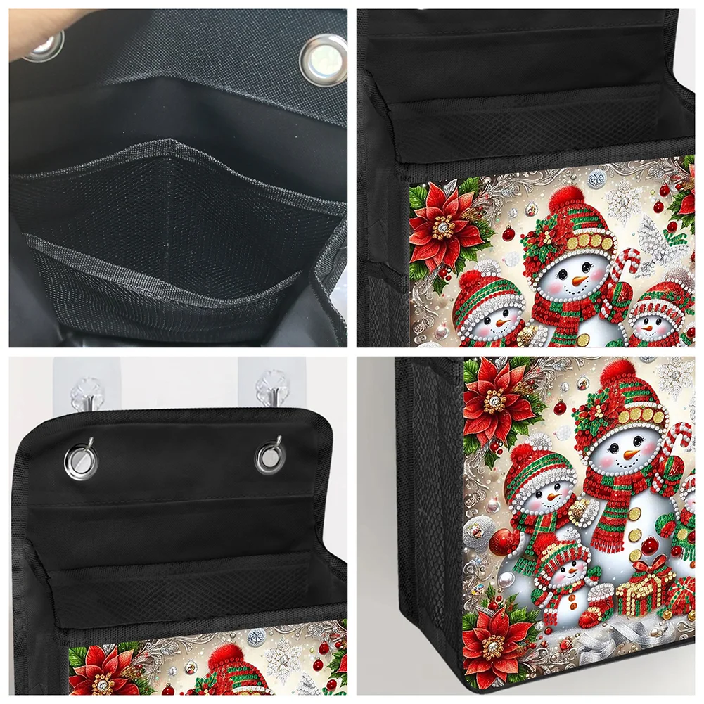 5D DIY Snowman Family Diamond Painting Hanging Storage Bag Diamond Art Organizer Box Home Decor 