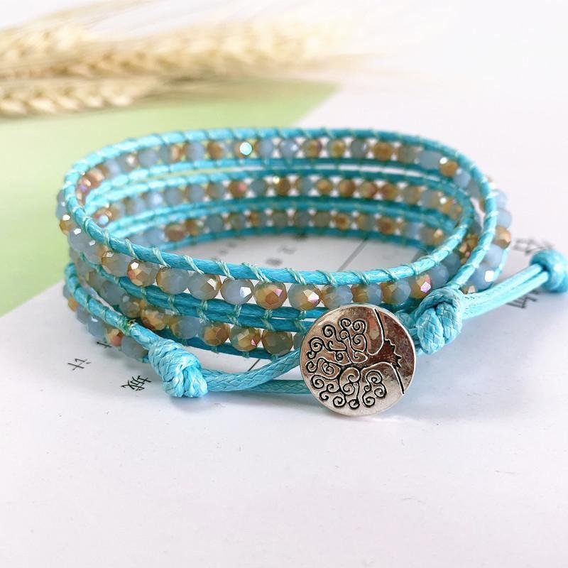 Simple blue Spiral wound woven bracelet
