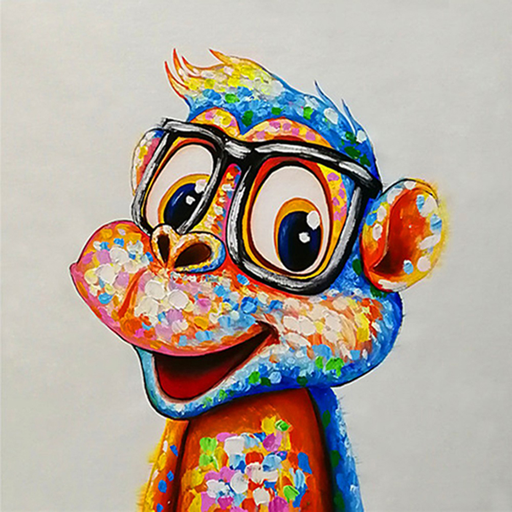 

30*30CM - Round Drill Diamond Painting - Happy Orangutan, 501 Original