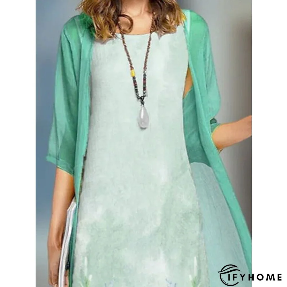 Women's Dress Set Casual Dress Two Piece Dress Outdoor Daily Fashion Casual Print Midi Dress Crew Neck Half Sleeve Leaf Floral Regular Fit Light Green Spring Summer S M L XL XXL | IFYHOME