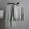 Knitted Women Casual Wide Leg Pants Two Piece Set Loose Button Design Pullover And Drawstring Trouser Ladies Suit Winter Fashion