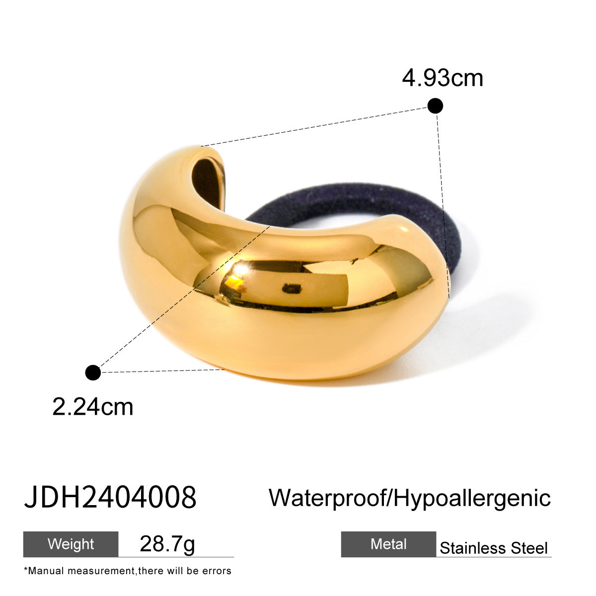 IG Style Ellipse Stainless Steel Electroplating Hair Ties