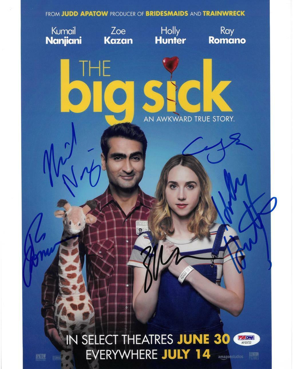 Nanjiani/Kazan +2 Cast Signed The Big Sick Auto 11x14 Photo Poster painting PSA/DNA #AF03722