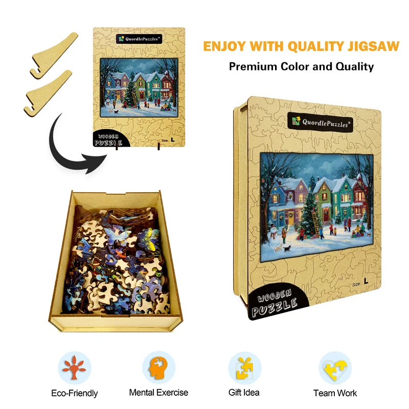 Christmas Village Wooden Jigsaw Puzzle