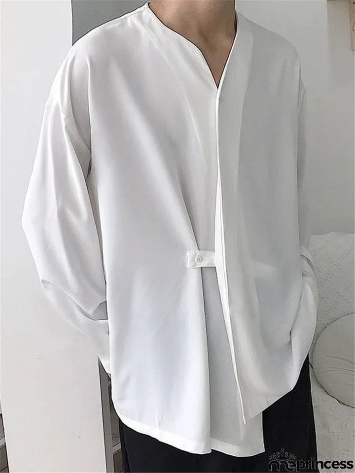 Solid Color Loose Long Sleeve Shirts