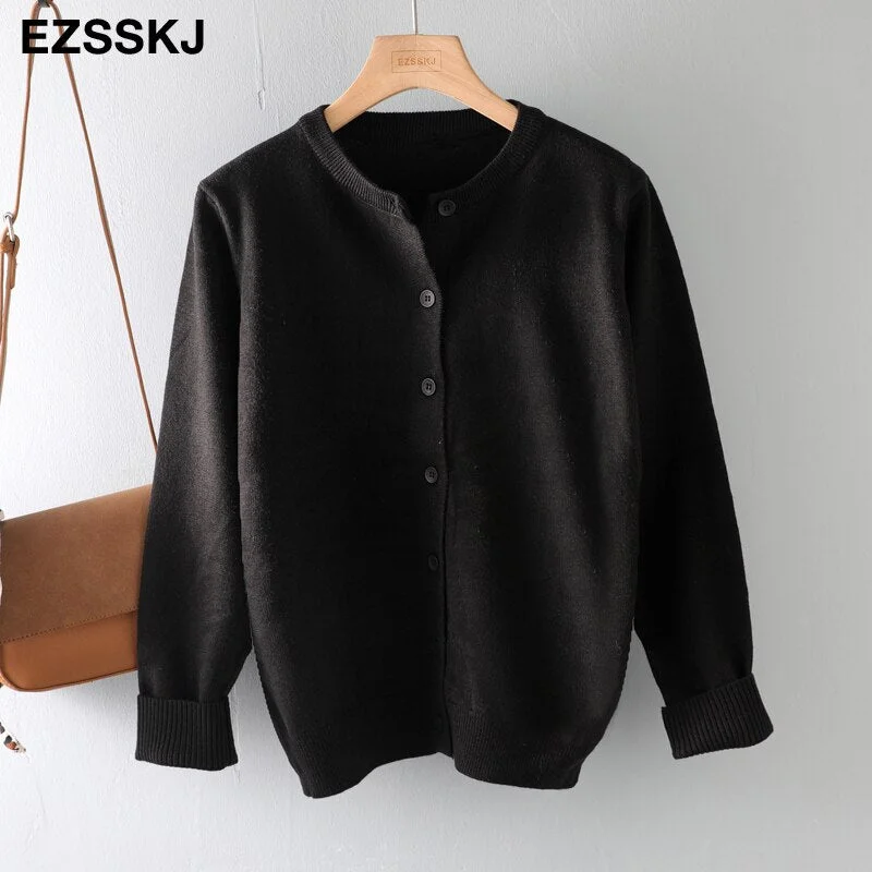 spring autumn cashmere short knit o-neck cardigans Women casual loose button Cardigans spring coat Outwear female basic jacket