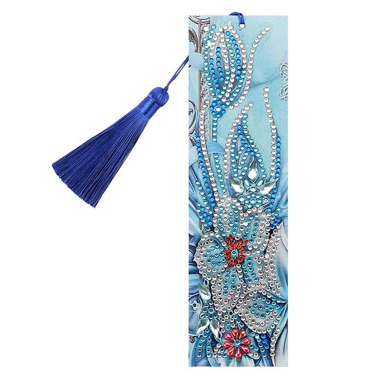 DIY Flower Special Shaped Diamond Painting Students Leather Tassel Bookmark