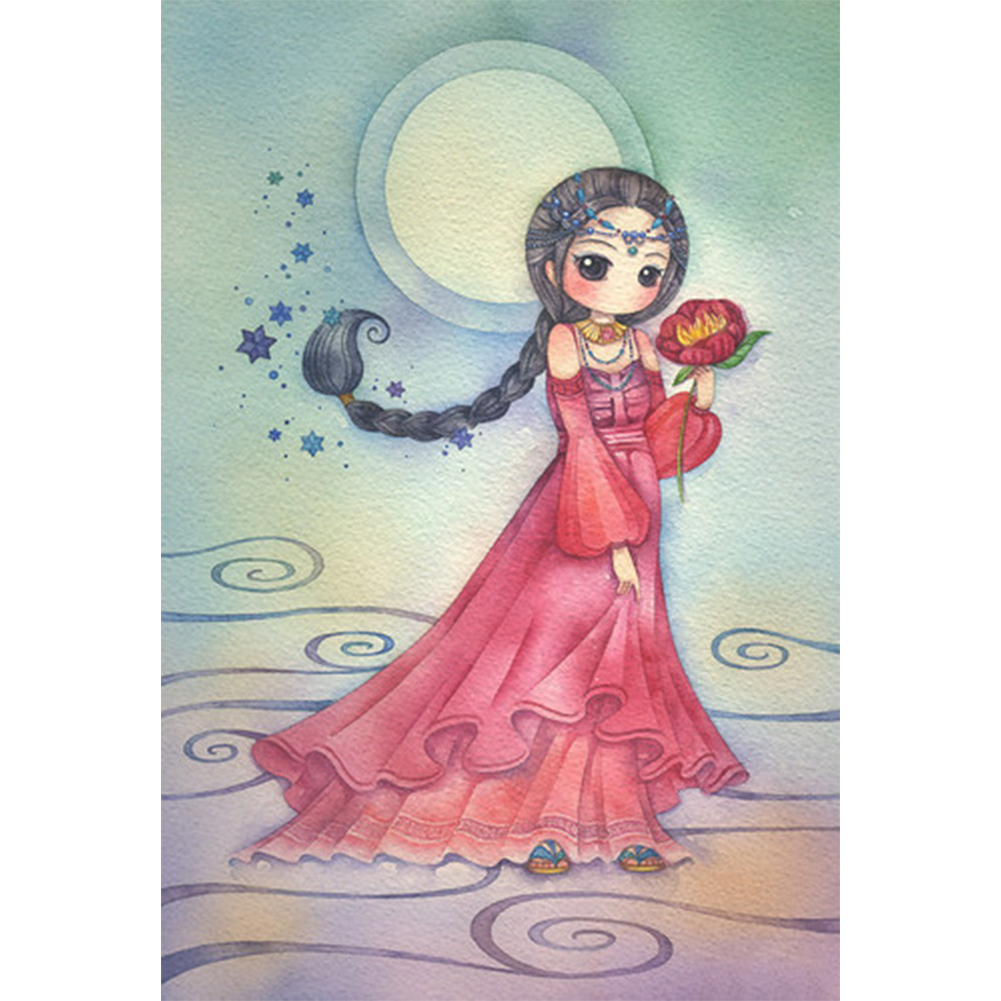

Dress Moon Girl - Round Drill Diamond Painting - 30*40CM, 501 Original
