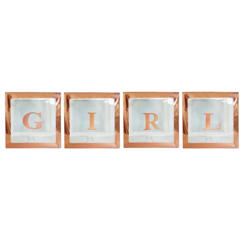 Rose Gold Transparent Letter A-Z Box Custom Baby Name Balloon Baby Shower Box Girl First 1st Birthday Party Decor Kids Babyshowe
