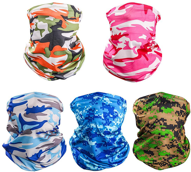 5 Pieces Sun UV Protection Sunscreen Breathable Face Mask Neck Gaiter Scarf