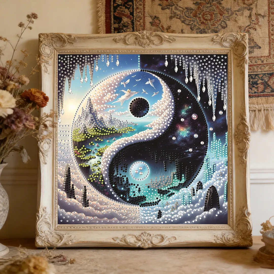 Scenery Yin Yang Bagua Special Shaped 5D DIY Partial Drill Diamond Painting Kits for Adults Beginners Home Decor Diamonds Paintings Gem Art 30x30cm