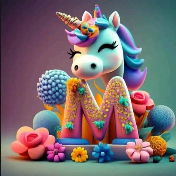 Diamond Painting - Full Round Drill - Unicorn Alphabet(Canvas|30*30cm)