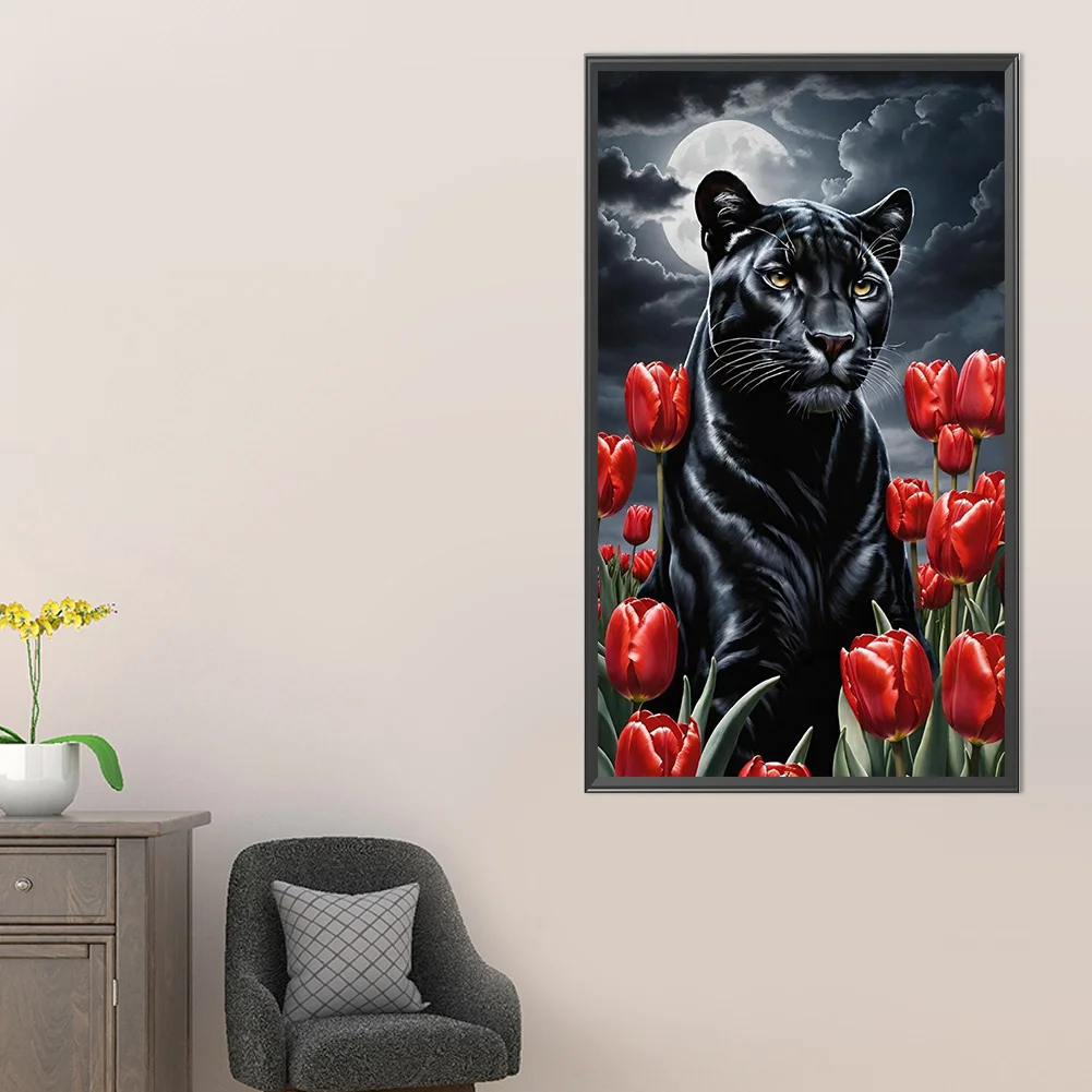 Partial AB Diamond Painting - Full Round Drill - Tulip Panther(Canvas|45*75cm)