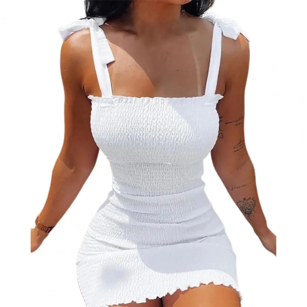 Summer Flower Print Sleeveless Dress Women Strap Dress Tiered Ruffle Ruched Cami Dress Casual Dress Elegant Chic Bodycon Dress