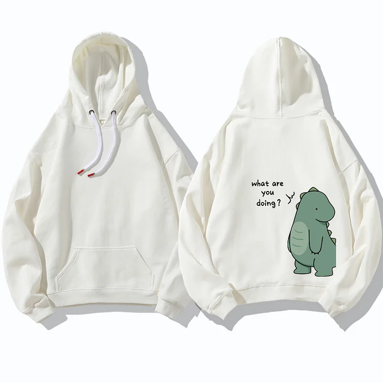 Girlfriend Boyfriend Dinosaur Print Sweatshirt Hoodie - Modakawa Modakawa
