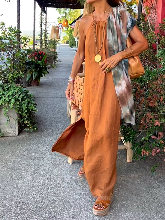 Women's Solid Color Halter Dress
