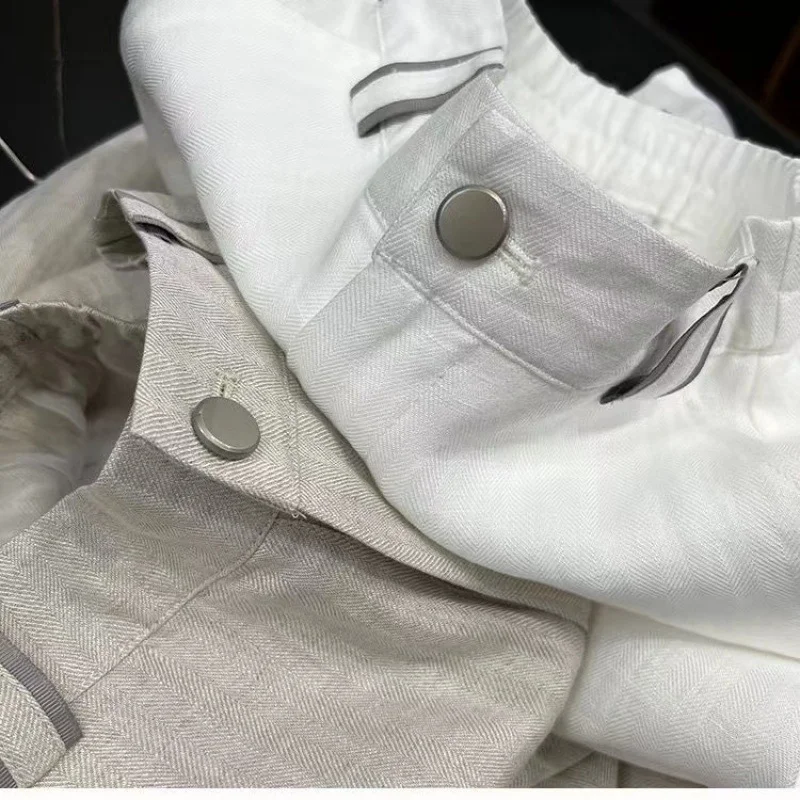 Uveng Uveng Lazy Pendant Summer New Straight Slack Panties Women Loose Design Feel White Linen Pants