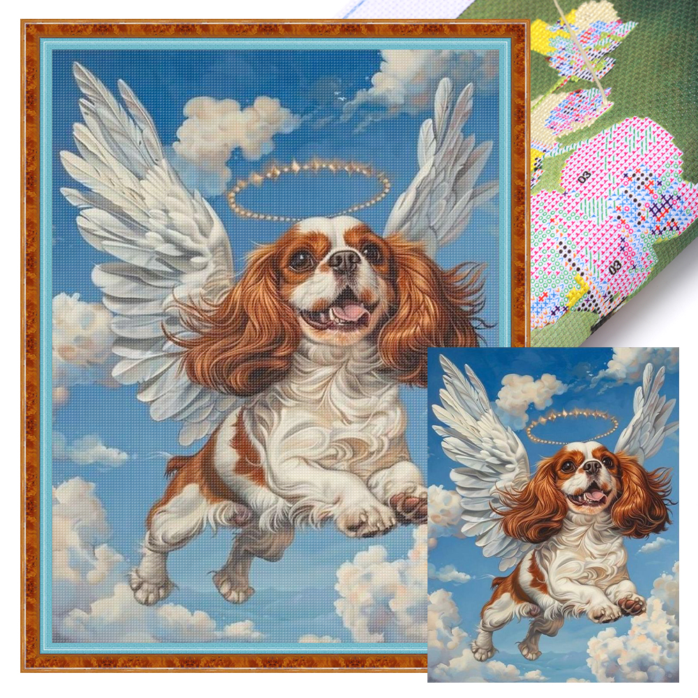 Angel Puppy Full 11CT Pre-stamped Canvas(40*55cm) Cross Stitch