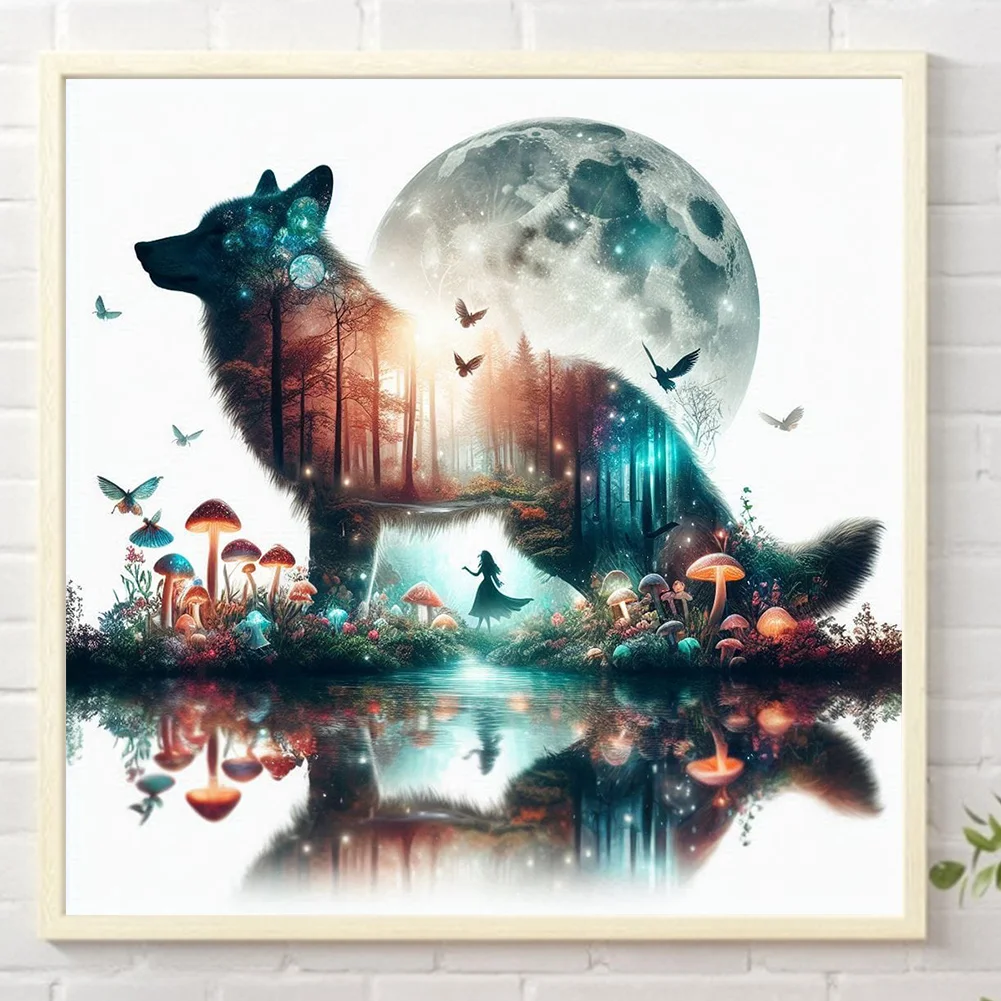 Diamond Painting - Full Square Drill - Wolf Silhouettes(Canvas|45*45cm)