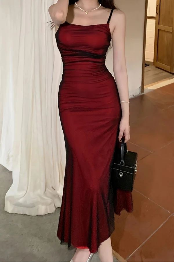 princess polly baby blue dress Red / Black Velvet Mermaid Skirt Backless Siren Dress Evening Gown main image 1