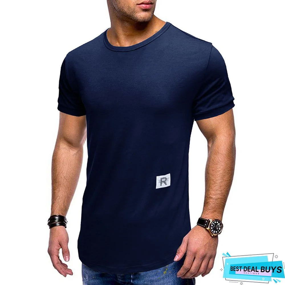 T-Shirt with Short Sleeves and Round Collar In Plain Color