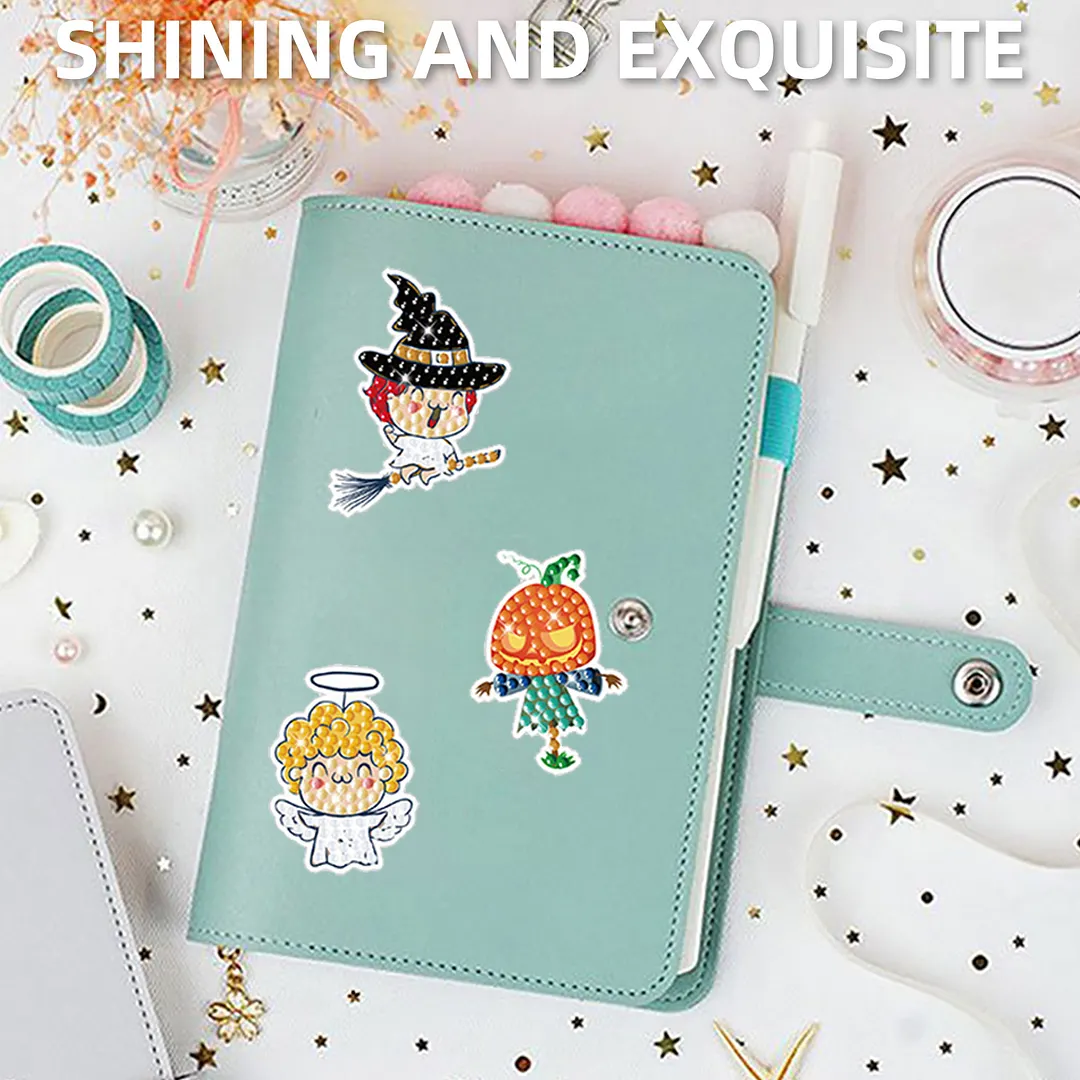 DIY Diamond Painting Sticker Diamond Art Stickers Arts and Crafts Decorative Diamond Stickers for Birthday Party Halloween Christmas Gifts (Halloween cartoon characters)