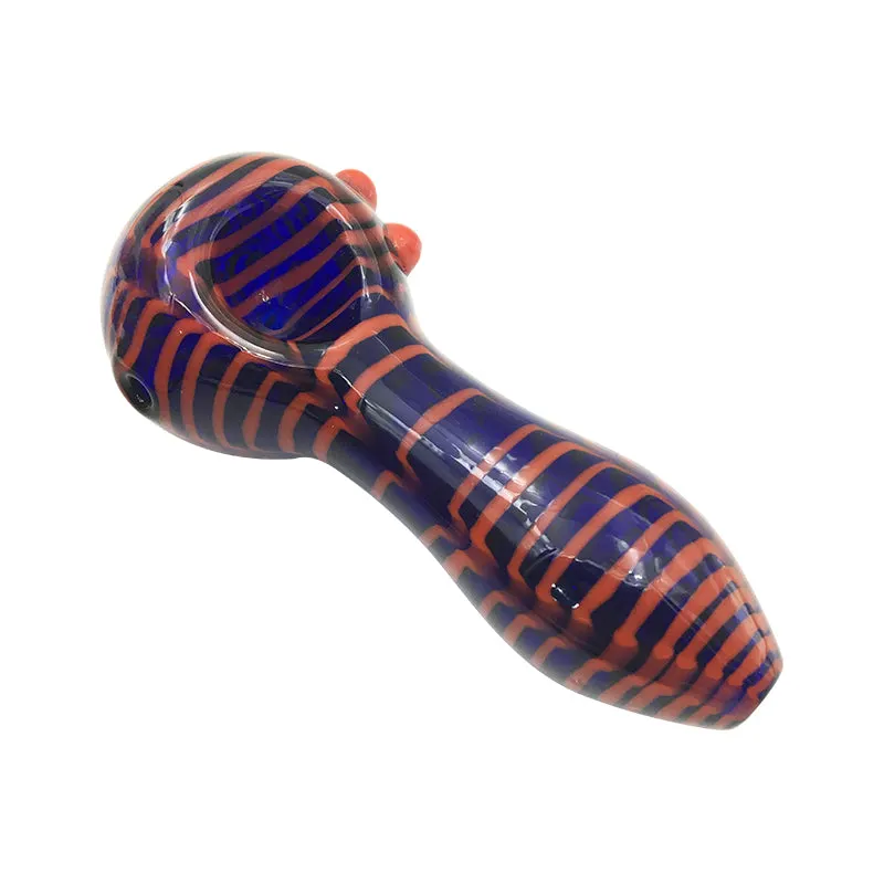 Flashy Stripe Glass Pipe  Mini Hand Pipes with Color Line